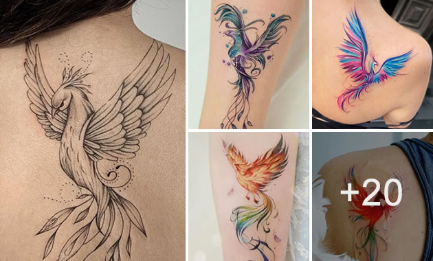 Hermosos Tatuajes de Ave fénix para mujeres