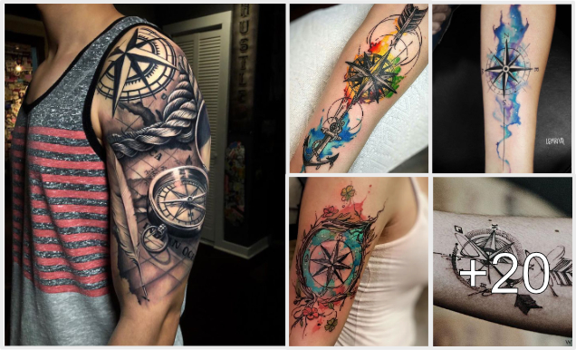 Tatuajes de brújulas en diferentes tamaños y estilos Tatuajes de brújulas en diferentes tamaños y estilos