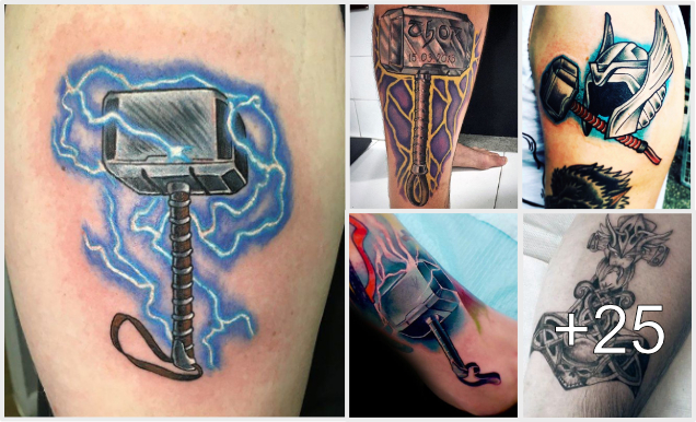 25 Mejores diseños de tatuajes del martillo de Thor 25 Mejores diseños de tatuajes del martillo de Thor